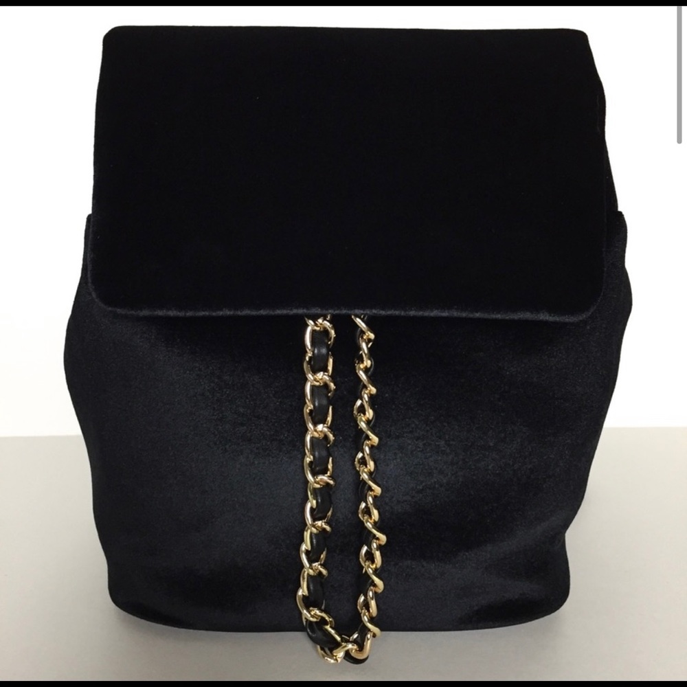 Black velvet backpack